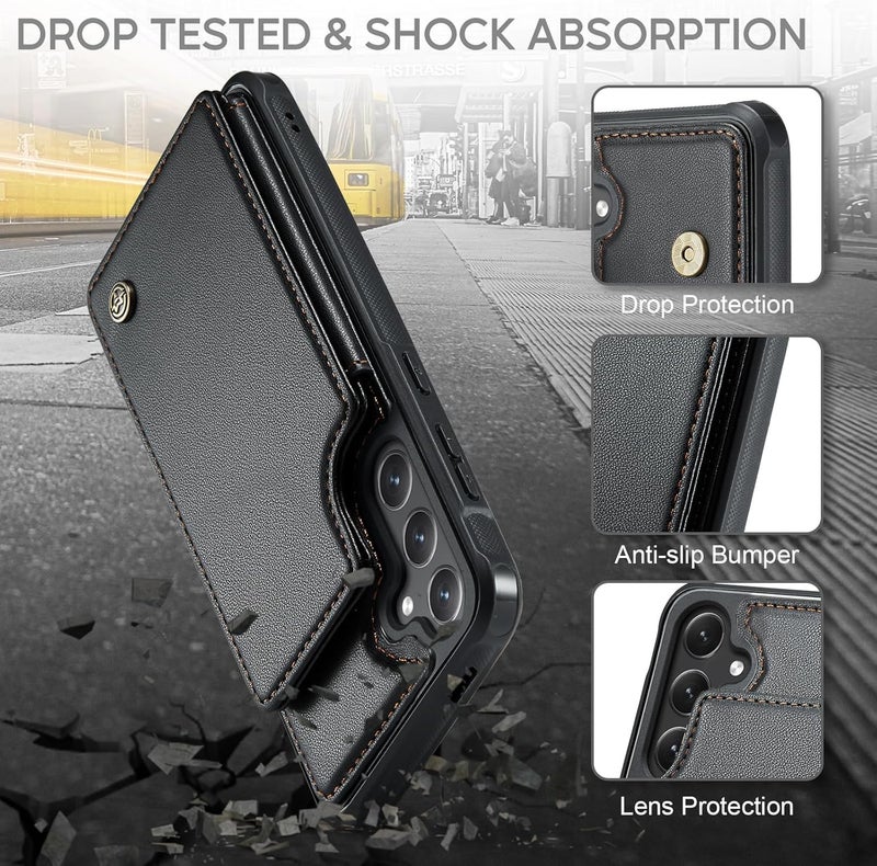 Vinich for Samsung Galaxy S24 Plus Wallet Case with Card Holder, RFID Blocking Credit Slots Kickstand Shockproof Phone Cover Fit for Galaxy S24 Plus 6.7" Black - Image 5